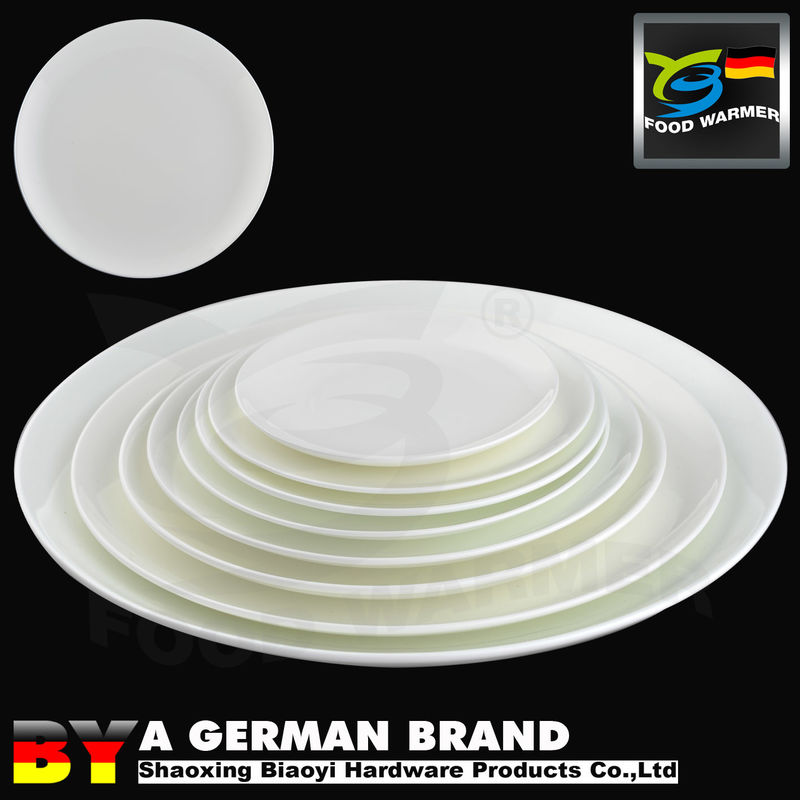Buffet Resturant White Ceramic Plates , Porcelain Dinner Plates High Firing Temperature